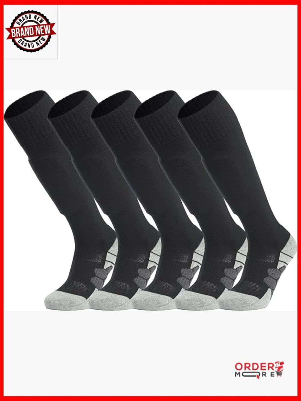 Knee High Soccer Socks with Cushion & Arch Support for Team Sports